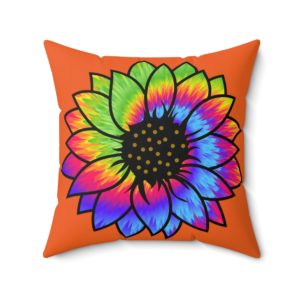 Tie Dye Sunflower, Spun Polyester Square Pillow